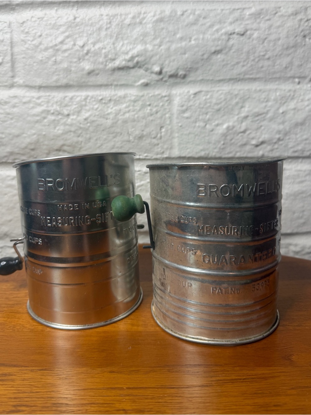Vintage Bromwell's Metal 3 Cup Measuring Flour Sifter Set of 2